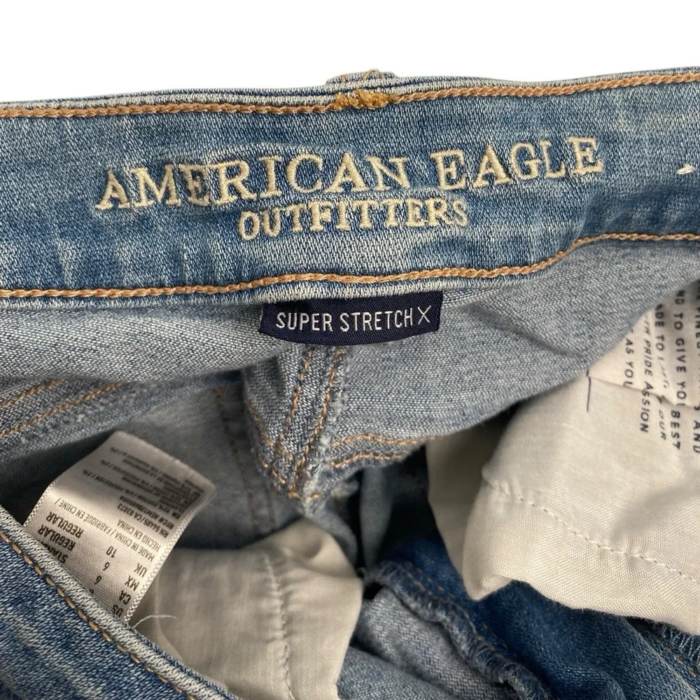 American Eagle Woman's Next Level Ripped Stretch Skinny Jeans Size 6 577 - Picture 9 of 10